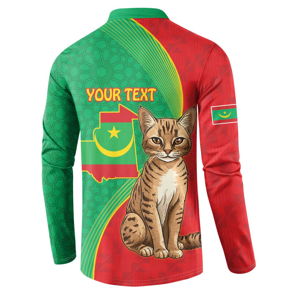 Personalised Mauritania Button Sweatshirt African Wild Cat With Coat Of Arms - Wonder Print Shop