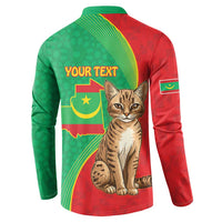 Personalised Mauritania Button Sweatshirt African Wild Cat With Coat Of Arms - Wonder Print Shop