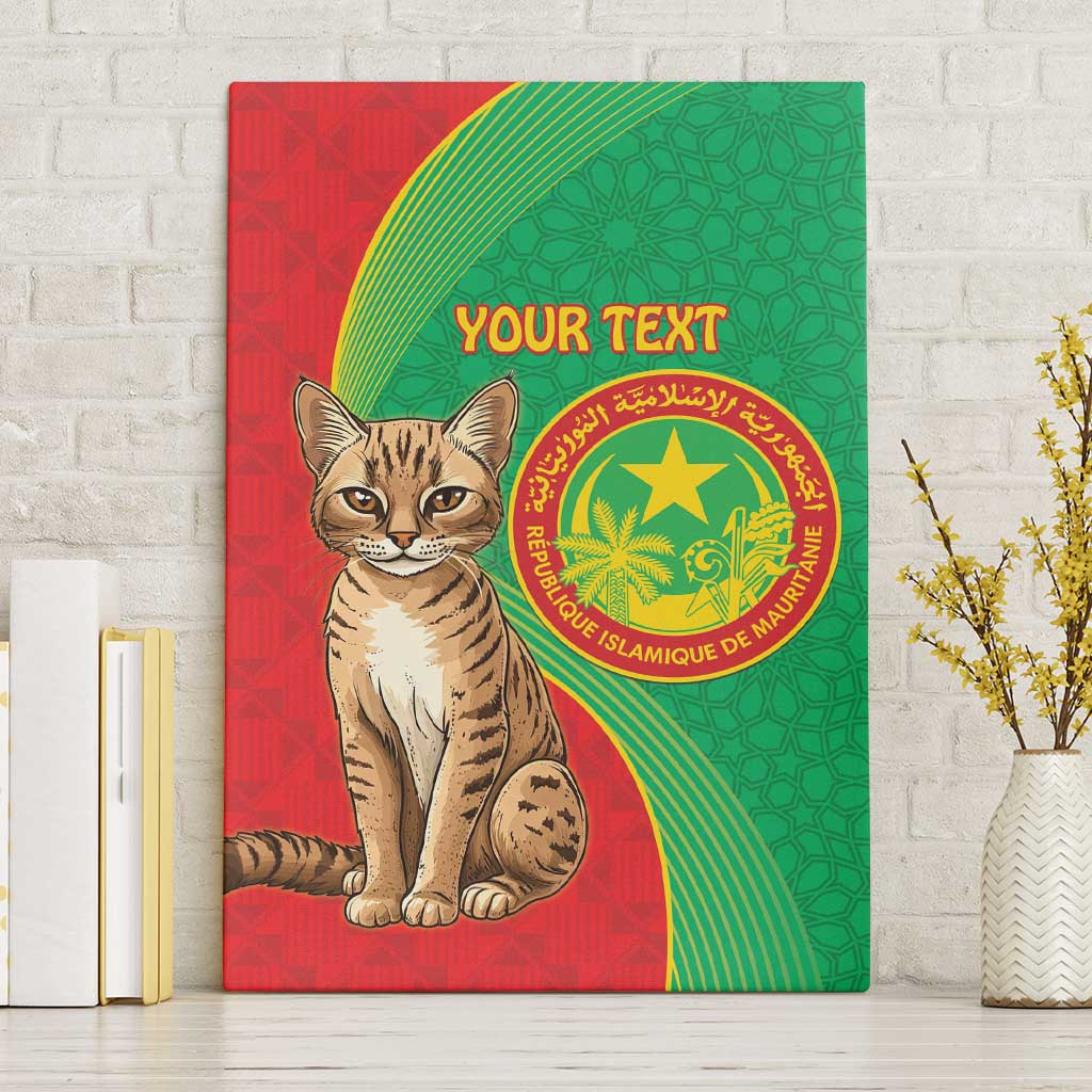 Personalised Mauritania Canvas Wall Art African Wild Cat With Coat Of Arms - Wonder Print Shop