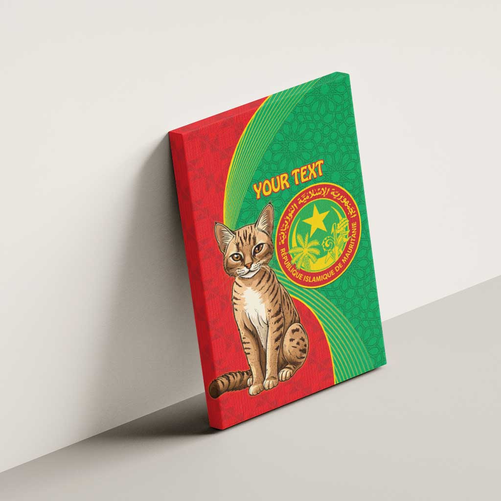 Personalised Mauritania Canvas Wall Art African Wild Cat With Coat Of Arms - Wonder Print Shop
