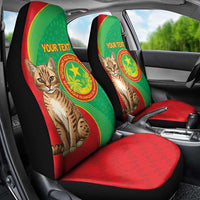 Personalised Mauritania Car Seat Cover African Wild Cat With Coat Of Arms - Wonder Print Shop