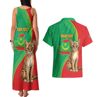 Personalised Mauritania Couples Matching Tank Maxi Dress and Hawaiian Shirt African Wild Cat With Coat Of Arms