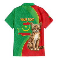 Personalised Mauritania Family Matching Mermaid Dress and Hawaiian Shirt African Wild Cat With Coat Of Arms - Wonder Print Shop