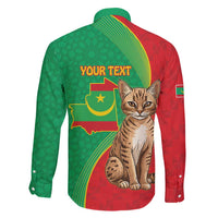 Personalised Mauritania Family Matching Off Shoulder Short Dress and Hawaiian Shirt African Wild Cat With Coat Of Arms - Wonder Print Shop