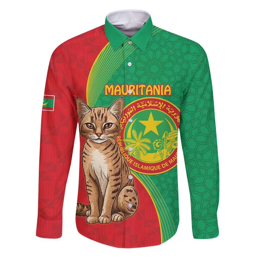 Personalised Mauritania Family Matching Puletasi and Hawaiian Shirt African Wild Cat With Coat Of Arms