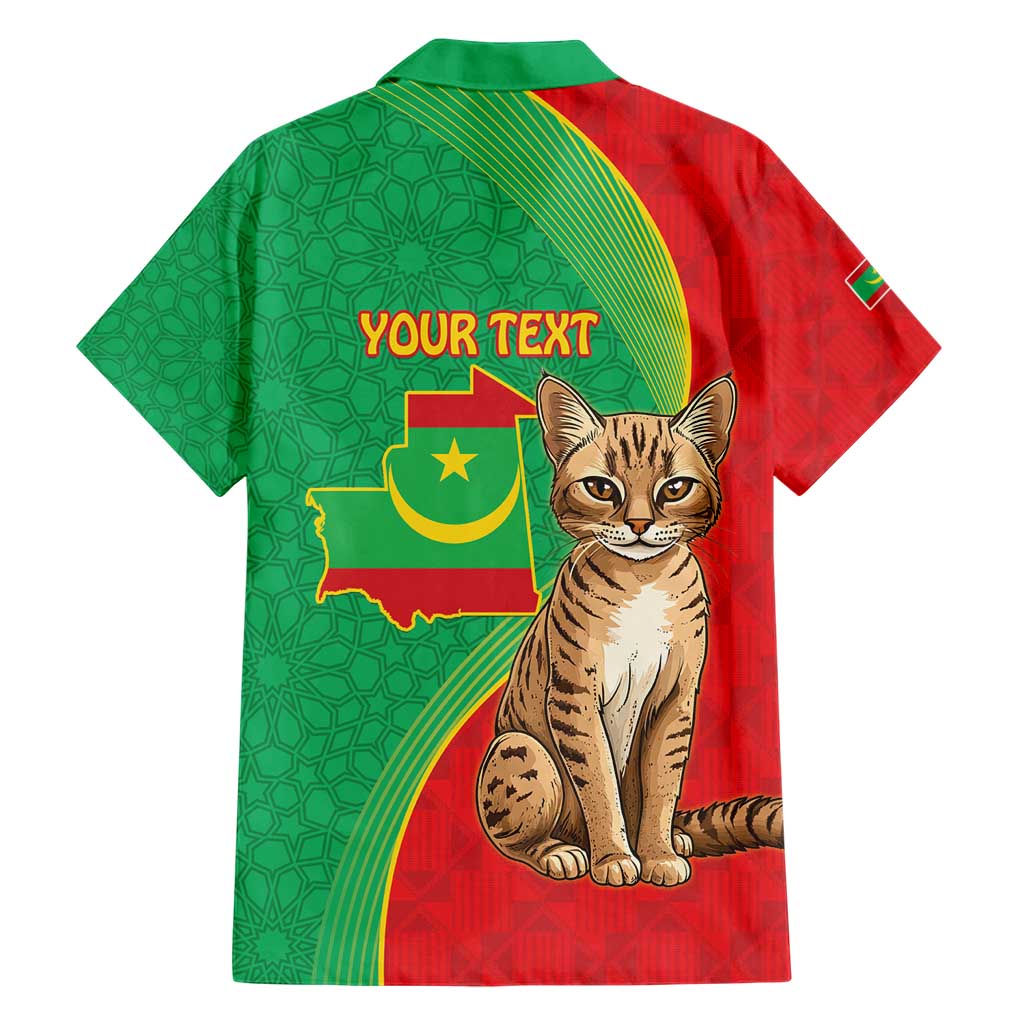 Personalised Mauritania Family Matching Short Sleeve Bodycon Dress and Hawaiian Shirt African Wild Cat With Coat Of Arms - Wonder Print Shop