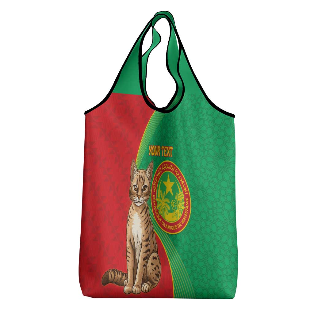 Personalised Mauritania Grocery Bag African Wild Cat With Coat Of Arms