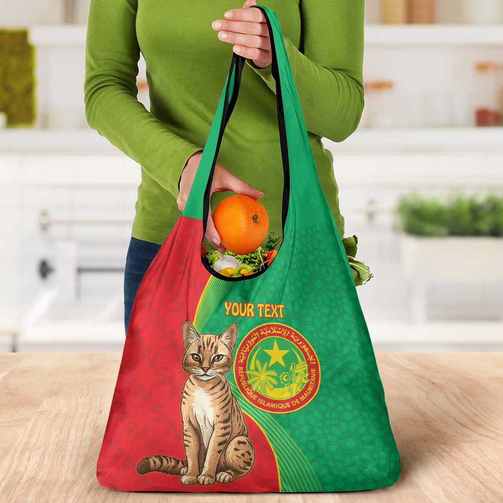 Personalised Mauritania Grocery Bag African Wild Cat With Coat Of Arms