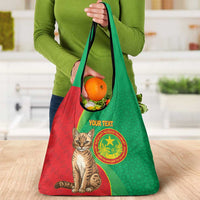 Personalised Mauritania Grocery Bag African Wild Cat With Coat Of Arms