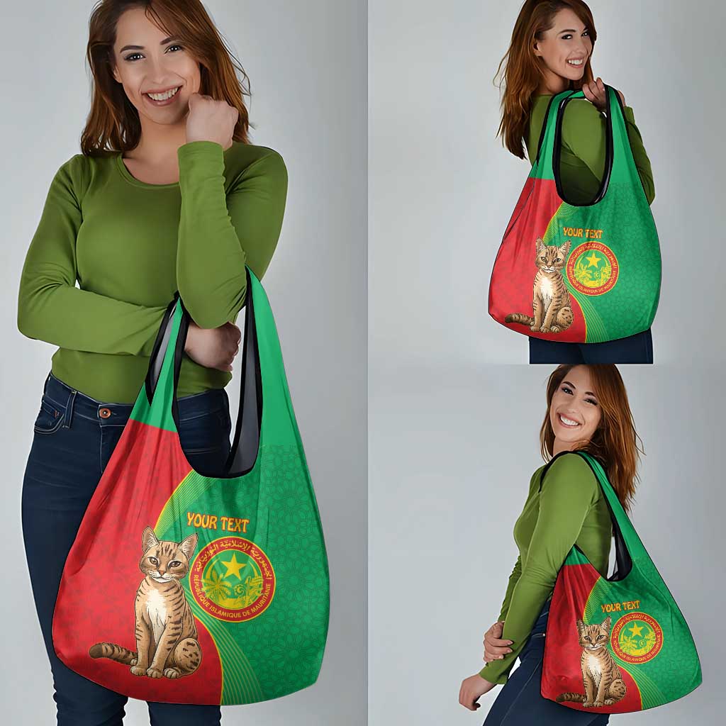 Personalised Mauritania Grocery Bag African Wild Cat With Coat Of Arms