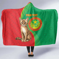 Personalised Mauritania Hooded Blanket African Wild Cat With Coat Of Arms - Wonder Print Shop