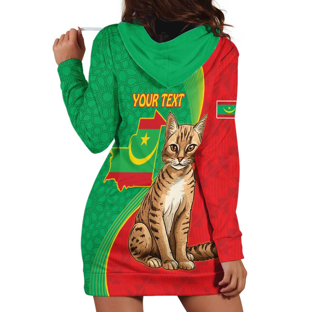 Personalised Mauritania Hoodie Dress African Wild Cat With Coat Of Arms - Wonder Print Shop