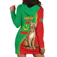 Personalised Mauritania Hoodie Dress African Wild Cat With Coat Of Arms - Wonder Print Shop