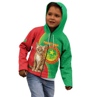 Personalised Mauritania Kid Hoodie African Wild Cat With Coat Of Arms - Wonder Print Shop