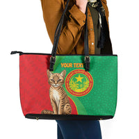 Personalised Mauritania Leather Tote Bag African Wild Cat With Coat Of Arms