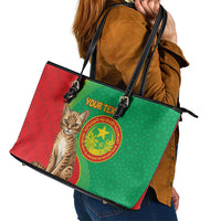 Personalised Mauritania Leather Tote Bag African Wild Cat With Coat Of Arms