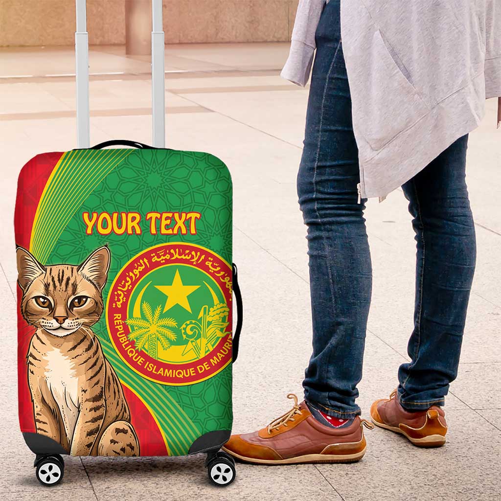 Personalised Mauritania Luggage Cover African Wild Cat With Coat Of Arms - Wonder Print Shop