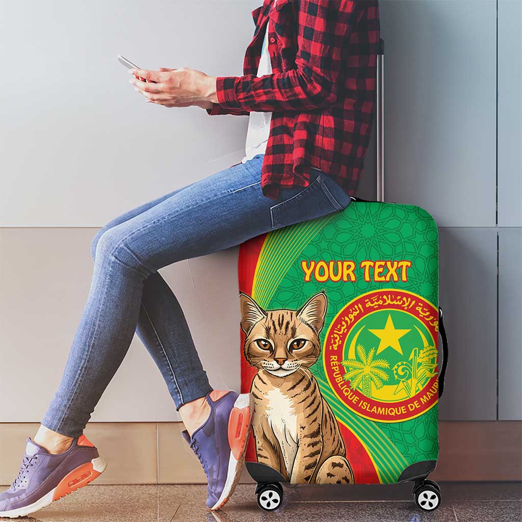 Personalised Mauritania Luggage Cover African Wild Cat With Coat Of Arms - Wonder Print Shop