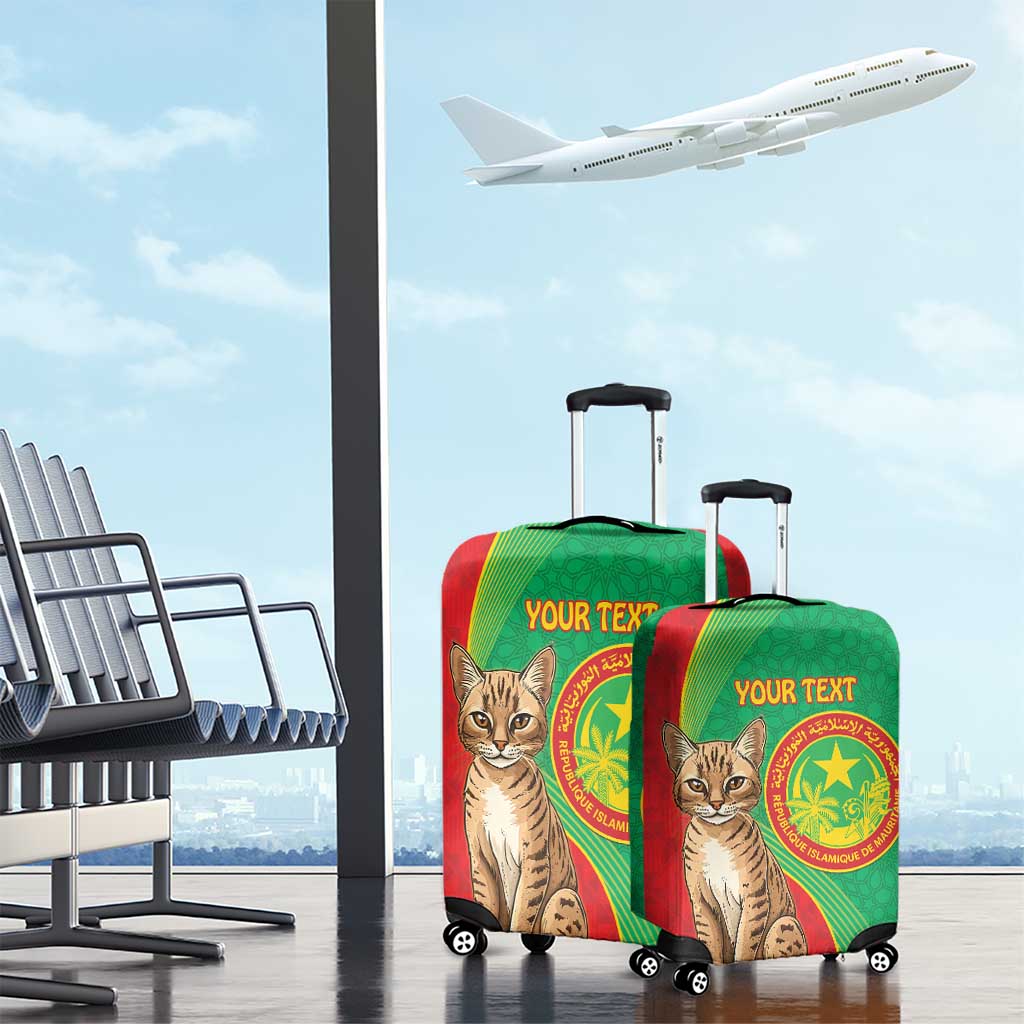 Personalised Mauritania Luggage Cover African Wild Cat With Coat Of Arms - Wonder Print Shop