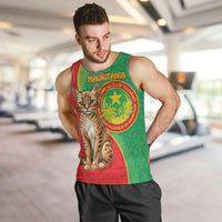 Personalised Mauritania Men Tank Top African Wild Cat With Coat Of Arms - Wonder Print Shop