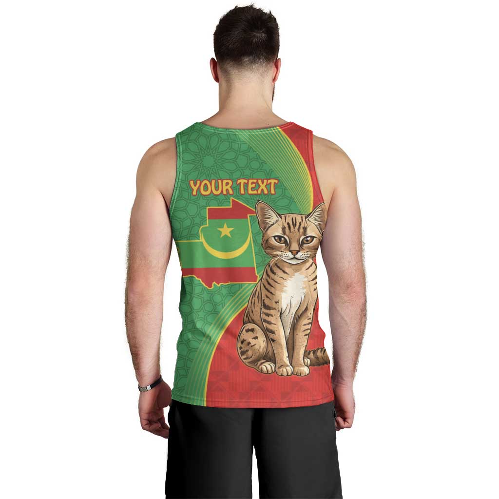 Personalised Mauritania Men Tank Top African Wild Cat With Coat Of Arms - Wonder Print Shop