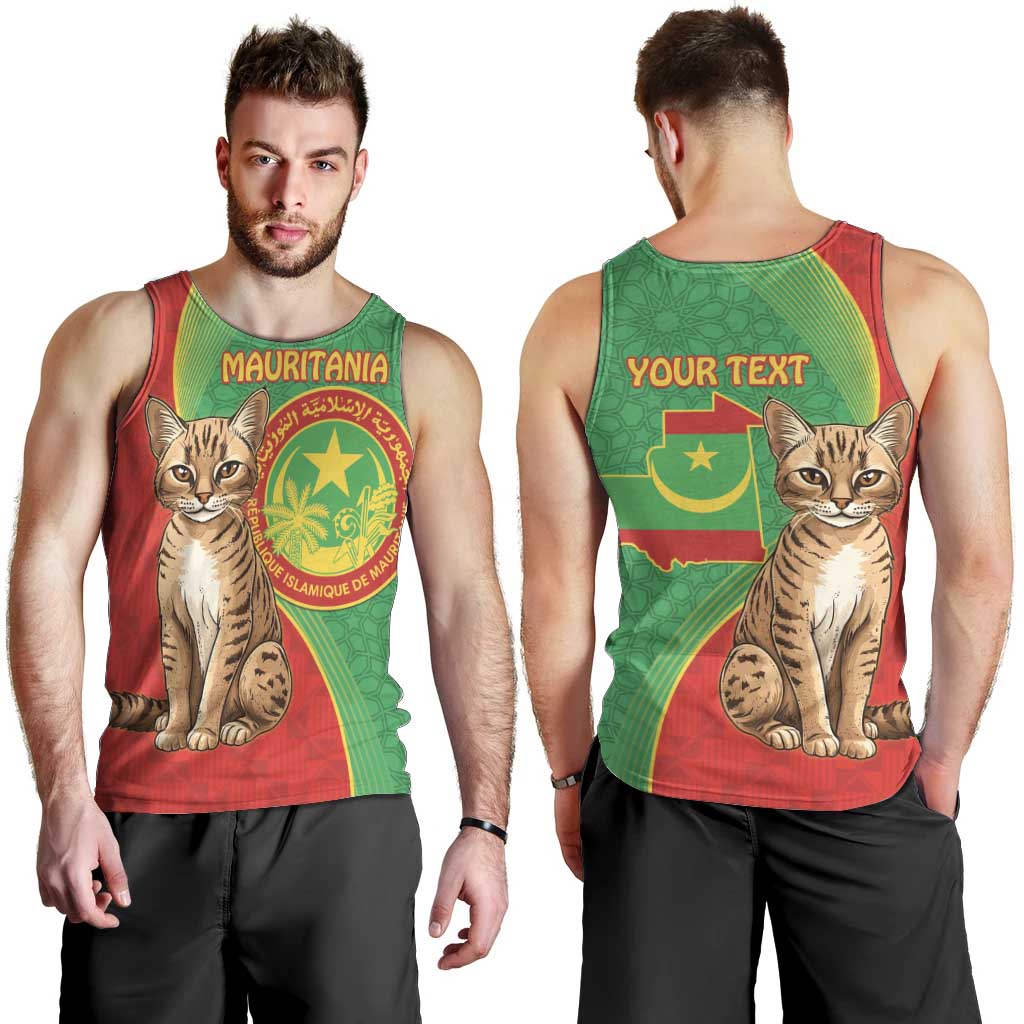 Personalised Mauritania Men Tank Top African Wild Cat With Coat Of Arms - Wonder Print Shop