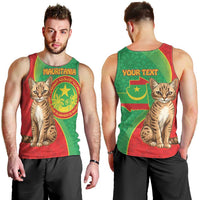 Personalised Mauritania Men Tank Top African Wild Cat With Coat Of Arms - Wonder Print Shop