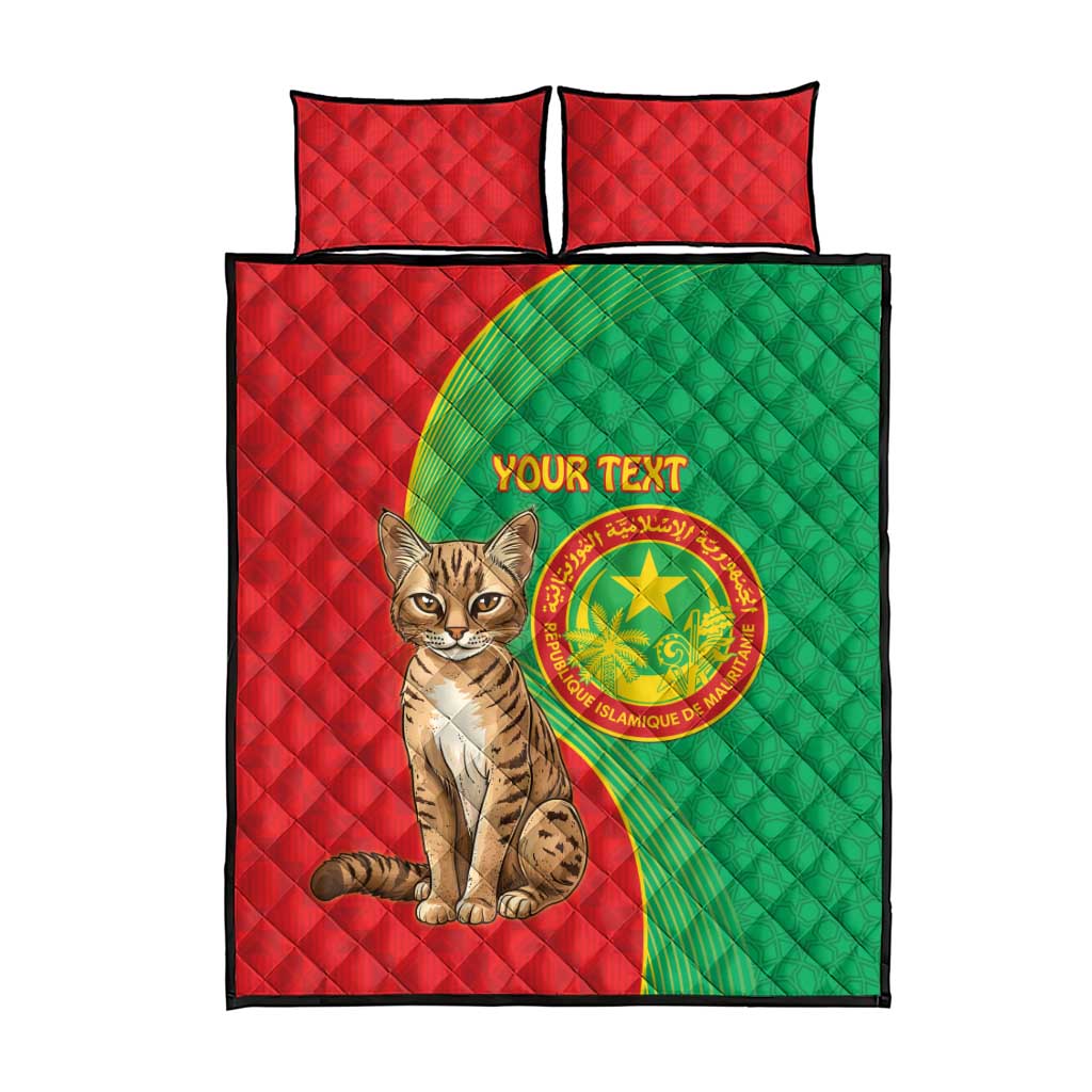 Personalised Mauritania Quilt Bed Set African Wild Cat With Coat Of Arms - Wonder Print Shop
