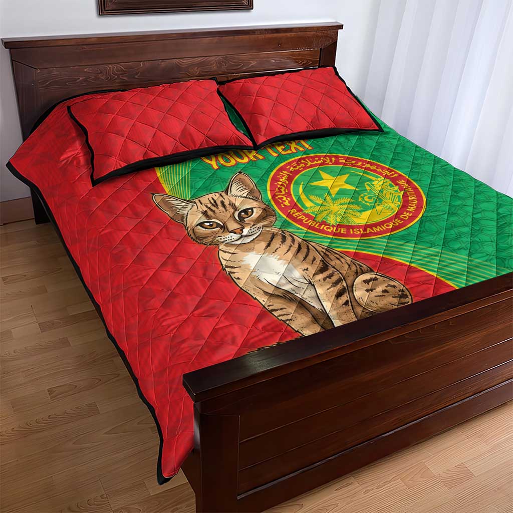 Personalised Mauritania Quilt Bed Set African Wild Cat With Coat Of Arms - Wonder Print Shop