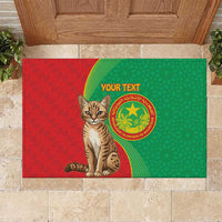 Personalised Mauritania Rubber Doormat African Wild Cat With Coat Of Arms - Wonder Print Shop