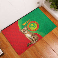 Personalised Mauritania Rubber Doormat African Wild Cat With Coat Of Arms - Wonder Print Shop