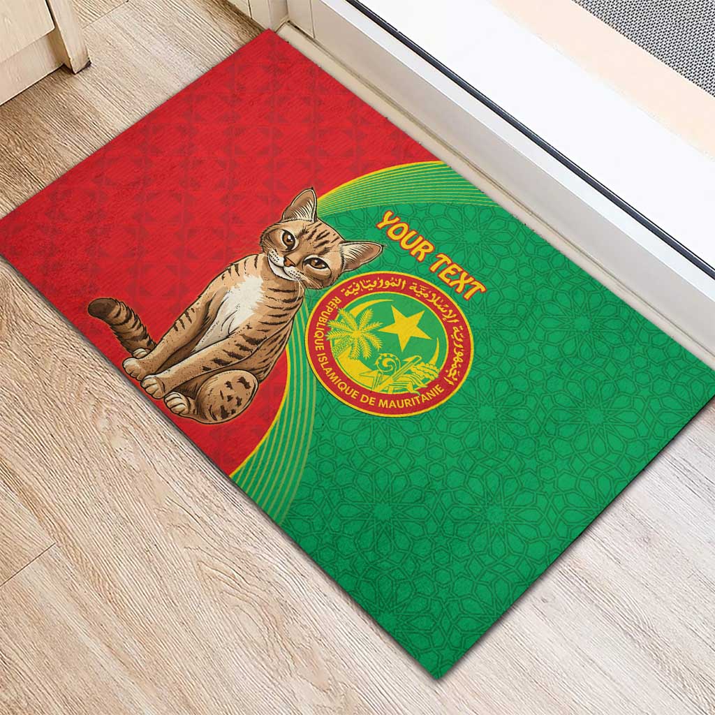 Personalised Mauritania Rubber Doormat African Wild Cat With Coat Of Arms - Wonder Print Shop