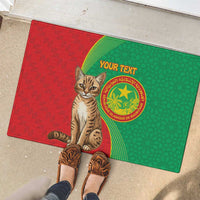 Personalised Mauritania Rubber Doormat African Wild Cat With Coat Of Arms - Wonder Print Shop