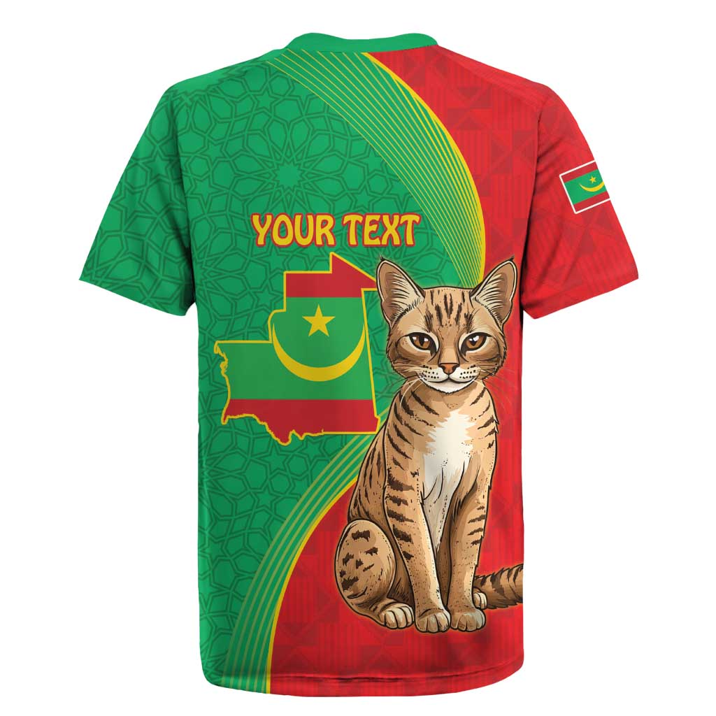Personalised Mauritania Rugby Jersey African Wild Cat With Coat Of Arms - Wonder Print Shop