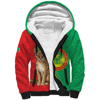 Personalised Mauritania Sherpa Hoodie African Wild Cat With Coat Of Arms - Wonder Print Shop