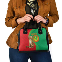 Personalised Mauritania Shoulder Handbag African Wild Cat With Coat Of Arms - Wonder Print Shop