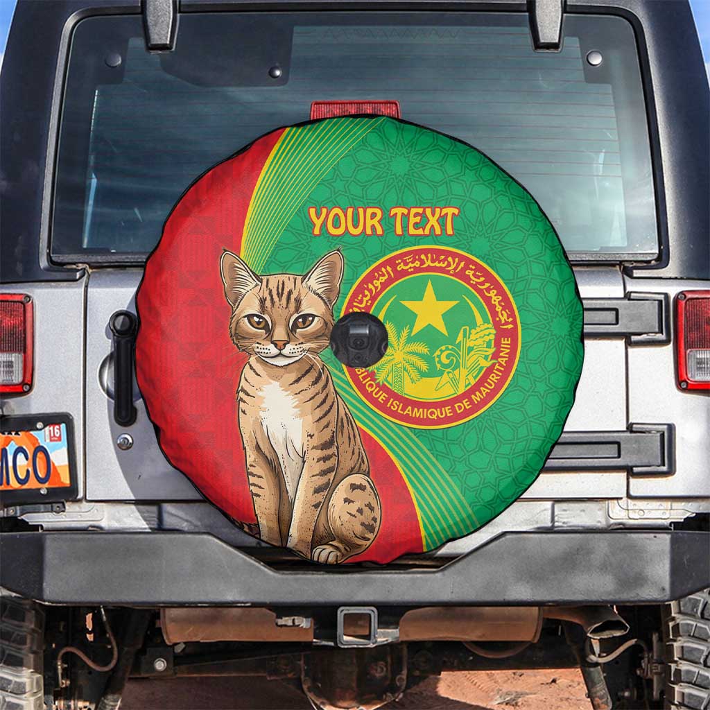 Personalised Mauritania Spare Tire Cover African Wild Cat With Coat Of Arms - Wonder Print Shop