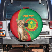 Personalised Mauritania Spare Tire Cover African Wild Cat With Coat Of Arms - Wonder Print Shop