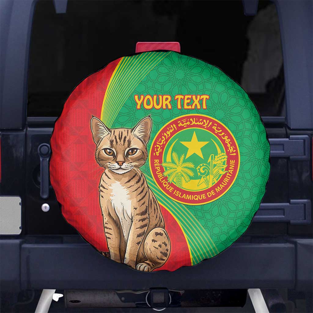 Personalised Mauritania Spare Tire Cover African Wild Cat With Coat Of Arms - Wonder Print Shop