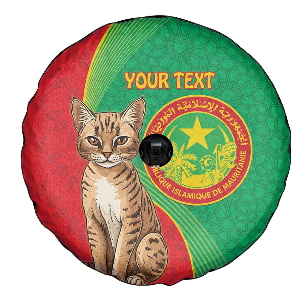 Personalised Mauritania Spare Tire Cover African Wild Cat With Coat Of Arms - Wonder Print Shop