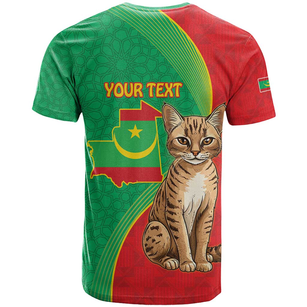 Personalised Mauritania T Shirt African Wild Cat With Coat Of Arms - Wonder Print Shop