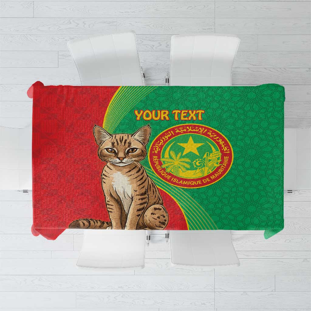 Personalised Mauritania Tablecloth African Wild Cat With Coat Of Arms - Wonder Print Shop