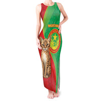 Personalised Mauritania Tank Maxi Dress African Wild Cat With Coat Of Arms - Wonder Print Shop