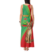 Personalised Mauritania Tank Maxi Dress African Wild Cat With Coat Of Arms - Wonder Print Shop
