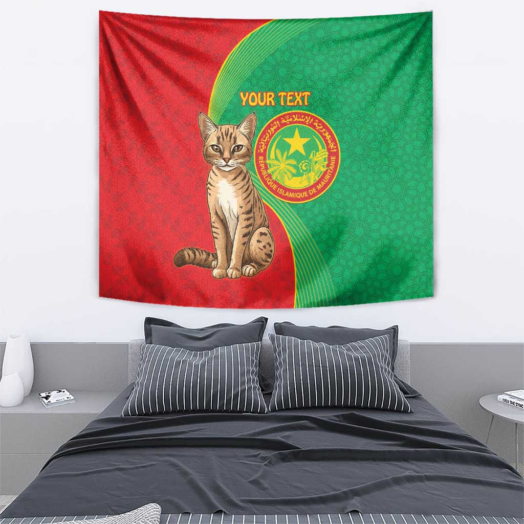 Personalised Mauritania Tapestry African Wild Cat With Coat Of Arms - Wonder Print Shop