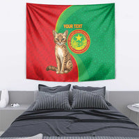 Personalised Mauritania Tapestry African Wild Cat With Coat Of Arms - Wonder Print Shop