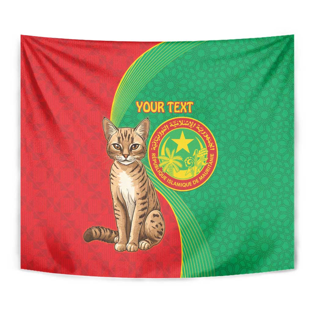 Personalised Mauritania Tapestry African Wild Cat With Coat Of Arms - Wonder Print Shop