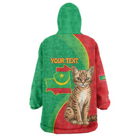 Personalised Mauritania Wearable Blanket Hoodie African Wild Cat With Coat Of Arms - Wonder Print Shop