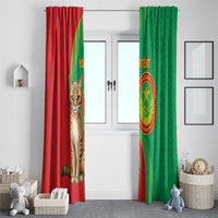 Personalised Mauritania Window Curtain African Wild Cat With Coat Of Arms - Wonder Print Shop
