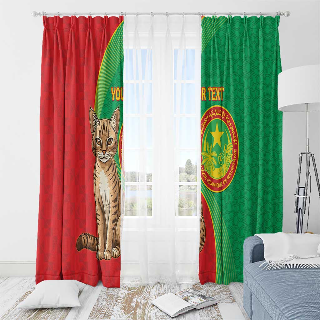 Personalised Mauritania Window Curtain African Wild Cat With Coat Of Arms - Wonder Print Shop